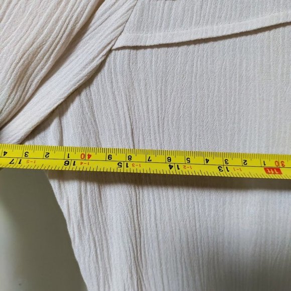 NWT Coco + Jaimeson Gauzy Coquette Whimsy Babydoll Peplum Top Beige Womens Small - Picture 4 of 9